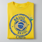 Camisa Brasil Feminina tipo Camisão Amarela Copa 2026 Futebol — Metalizado Oversized