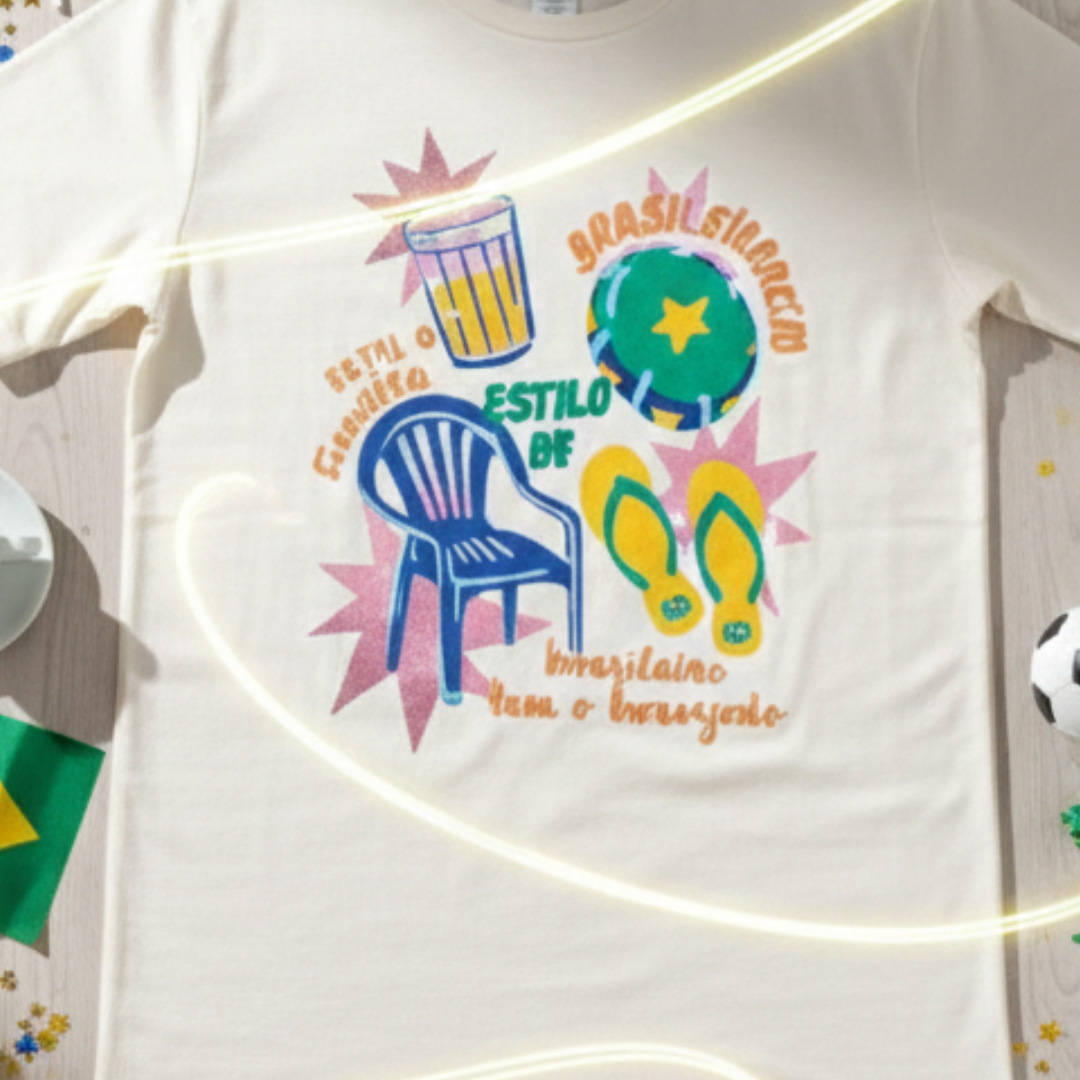 Camisa Brasil Feminina tipo Camisão Branca Estilo BR Brasileiragem — Oversized
