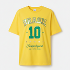 Camisa Brasil Feminina tipo Camisão Amarela 10 Brasil — Metalizado Oversized