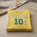 Camisa Brasil Feminina tipo Camisão Amarela 10 Brasil — Metalizado Oversized