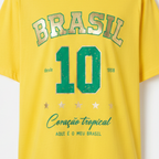 Camisa Brasil Feminina tipo Camisão Amarela 10 Brasil — Metalizado Oversized