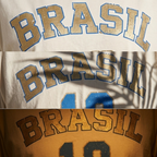 Camisa Brasil Feminina tipo Camisão Branca 10 Brasil — Metalizado Oversized