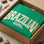 Camisa Brasil Feminina tipo Cropped Brazilian Verde  — Metalizado Oversized