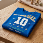 Camisa Brasil Feminina tipo Cropped Azul 10 Brasil — Metalizado Oversized