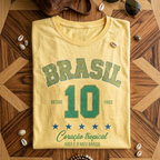 Camisa Brasil Feminina tipo Cropped Amarela 10 Brasil — Metalizado Oversized