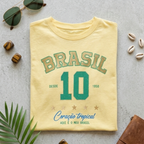 Camisa Brasil Feminina tipo Cropped Amarela 10 Brasil — Metalizado Oversized