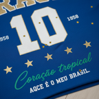 Camisa Brasil Feminina tipo Cropped Azul 10 Brasil — Metalizado Oversized