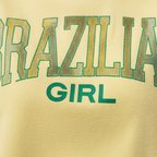 Camisa Brasil Feminina tipo Cropped Brazilian Amarela  — Metalizado Oversized