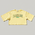 Camisa Brasil Feminina tipo Cropped Brazilian Amarela  — Metalizado Oversized