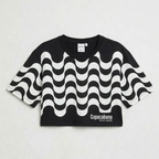 Camisa Brasil Feminina tipo Cropped Calçadão Copacabana Preta — Oversized
