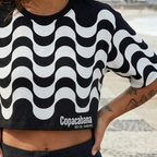 Camisa Brasil Feminina tipo Cropped Calçadão Copacabana Preta — Oversized